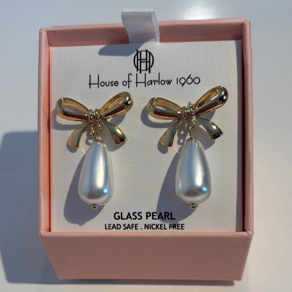 House of Harlow 1960 Gold and Pearl Earrings
